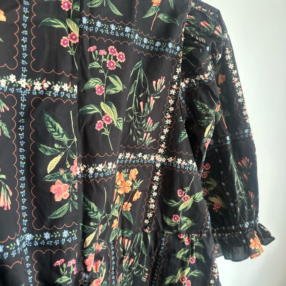 entro Black Floral Mini Dress with Orange & Pink Blooms - Picture 7 of 7